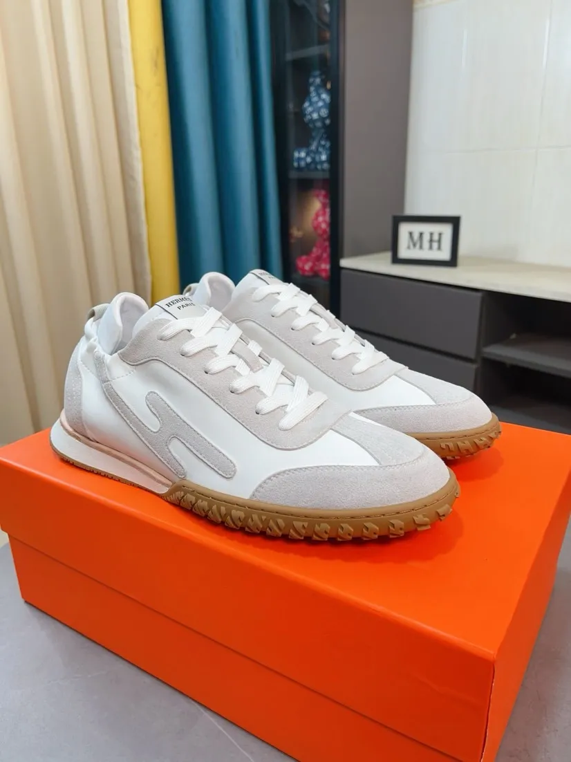 Men's shoes 💰480🌸🌸[HERMES] Hermès sneakers, the upper is made of calfskin and suede, imported materials, full of texture, the lightweight sole is decorated with contrasting patterns, creating a versatile fashion style. Size: 38-44, 45 customized